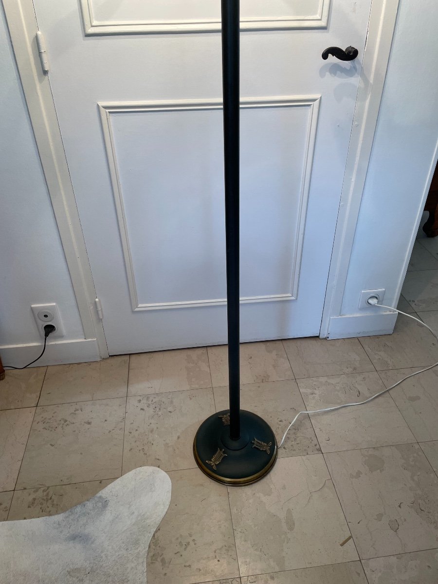 Old Floor Lamp In Green Sheet Metal Empire Style 3 Lights 1950 20th-photo-4