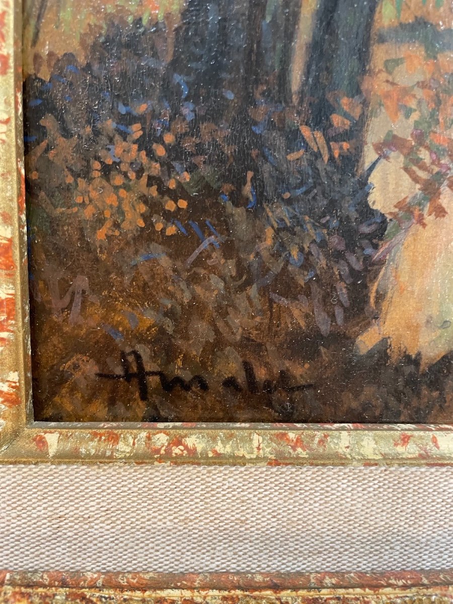 Ancien Tableau Albert Malet école De Rouen Paysage d'Automne XX ème Siècle Impressionniste -photo-7