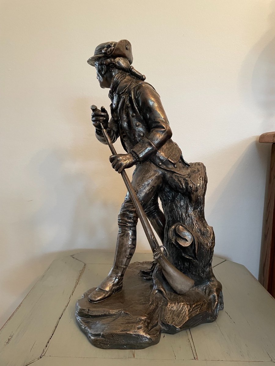 Ancienne Et Grande Statue En Régule Patiné : Le Chasseur Concours Agricole 1893 Chasse -photo-2