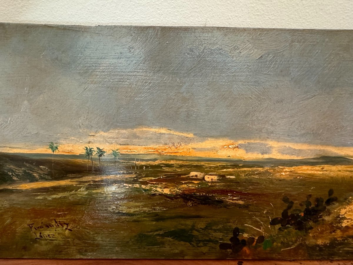 Ancien Tableau Orientaliste Huile Sur Panneau Hsp Vers 1900 Signée Fernandez Lopez-photo-6