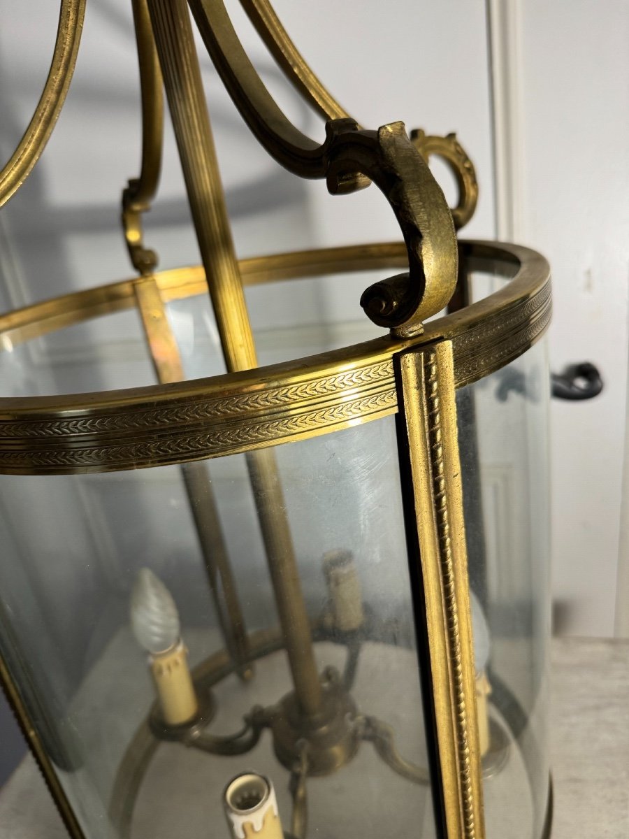 Very Large Round Castle Lantern In Bronze Louis XVI Style 180 Cm Chateau Entrance Hall -photo-3