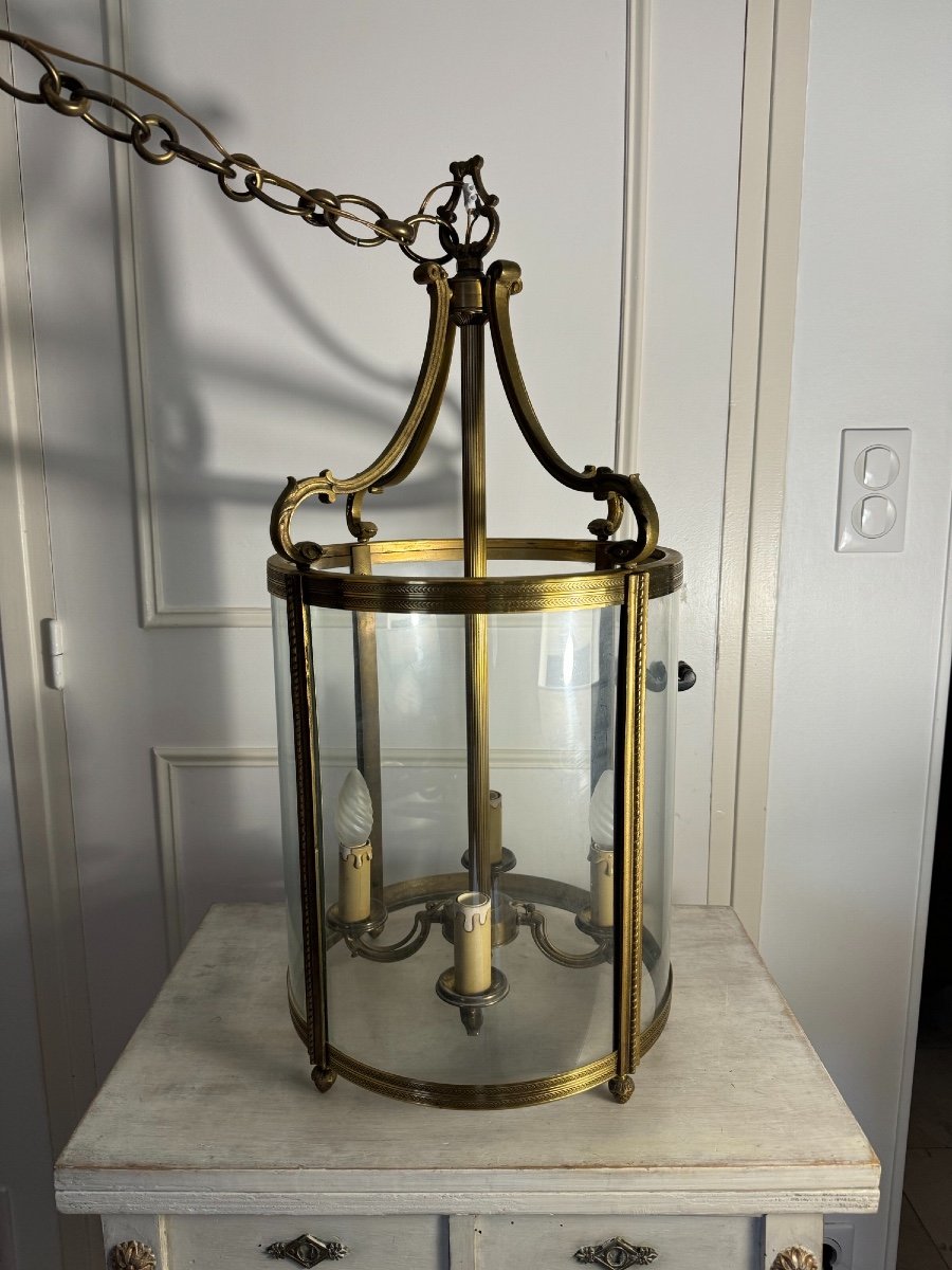 Very Large Round Castle Lantern In Bronze Louis XVI Style 180 Cm Chateau Entrance Hall -photo-2