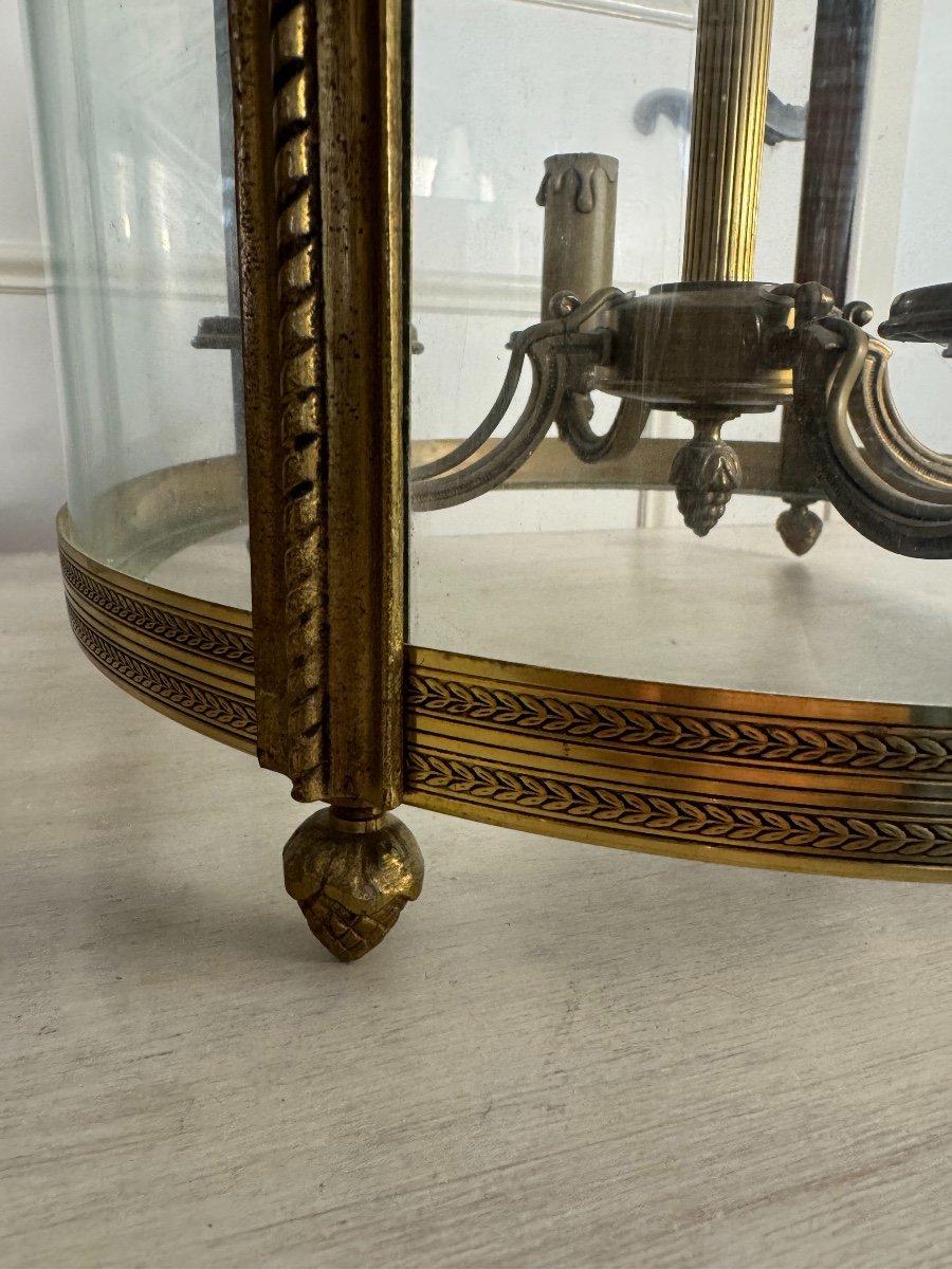 Very Large Round Castle Lantern In Bronze Louis XVI Style 180 Cm Chateau Entrance Hall -photo-3