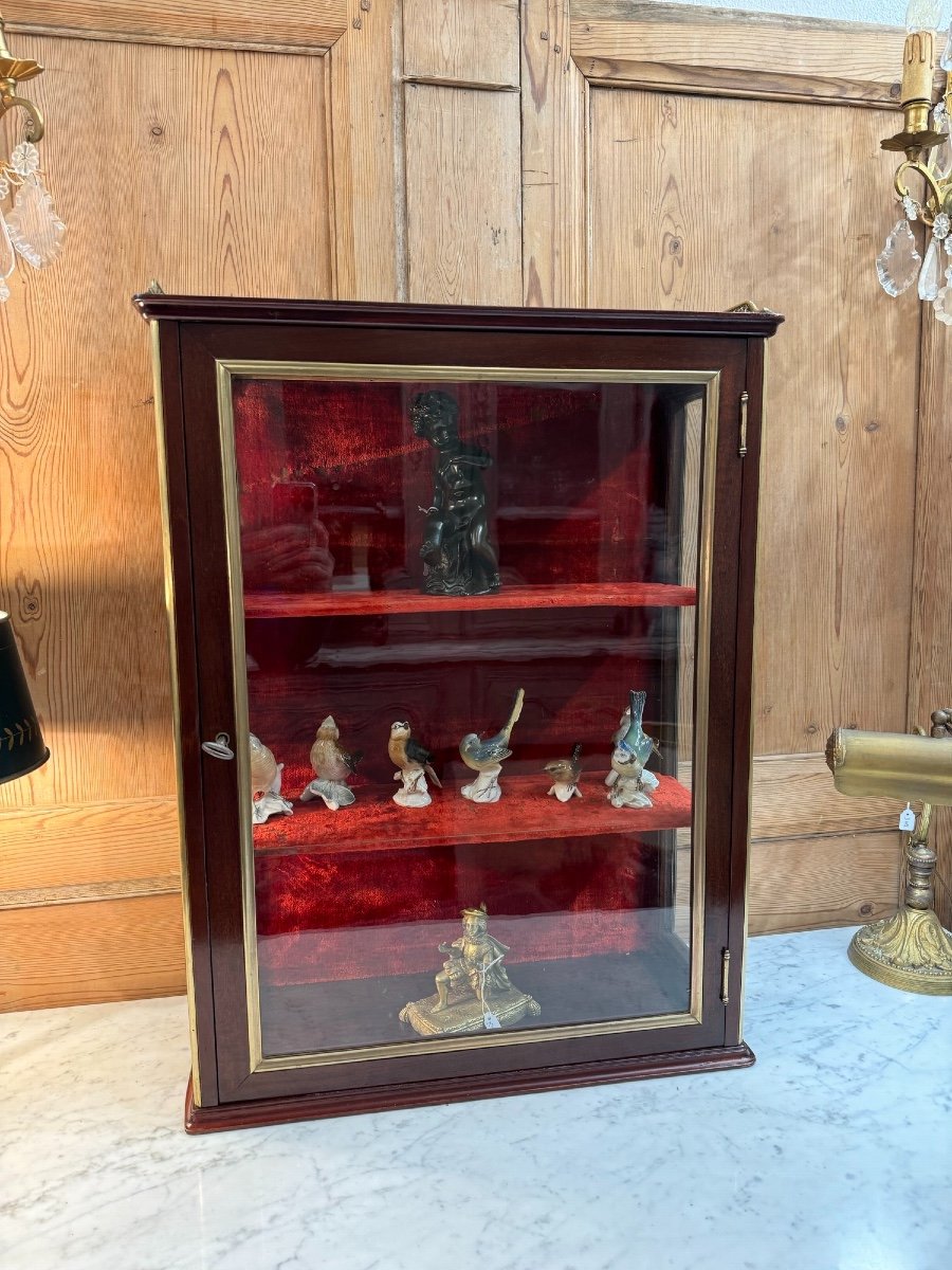 Old Louis XVI Style Mahogany And Gilt Bronze Wall Display Case 19th Century Curiosity Collection-photo-4