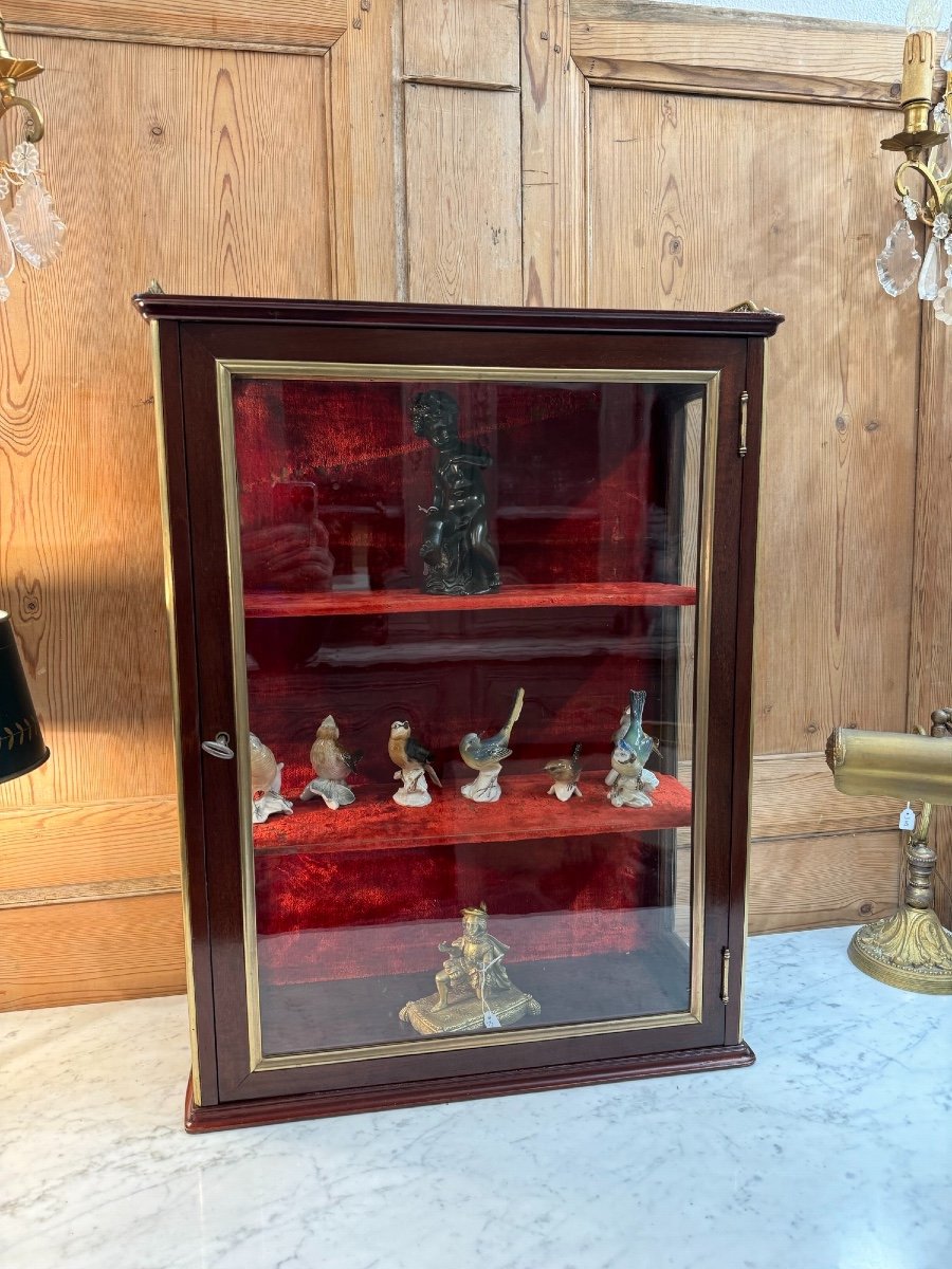 Old Louis XVI Style Mahogany And Gilt Bronze Wall Display Case 19th Century Curiosity Collection-photo-2