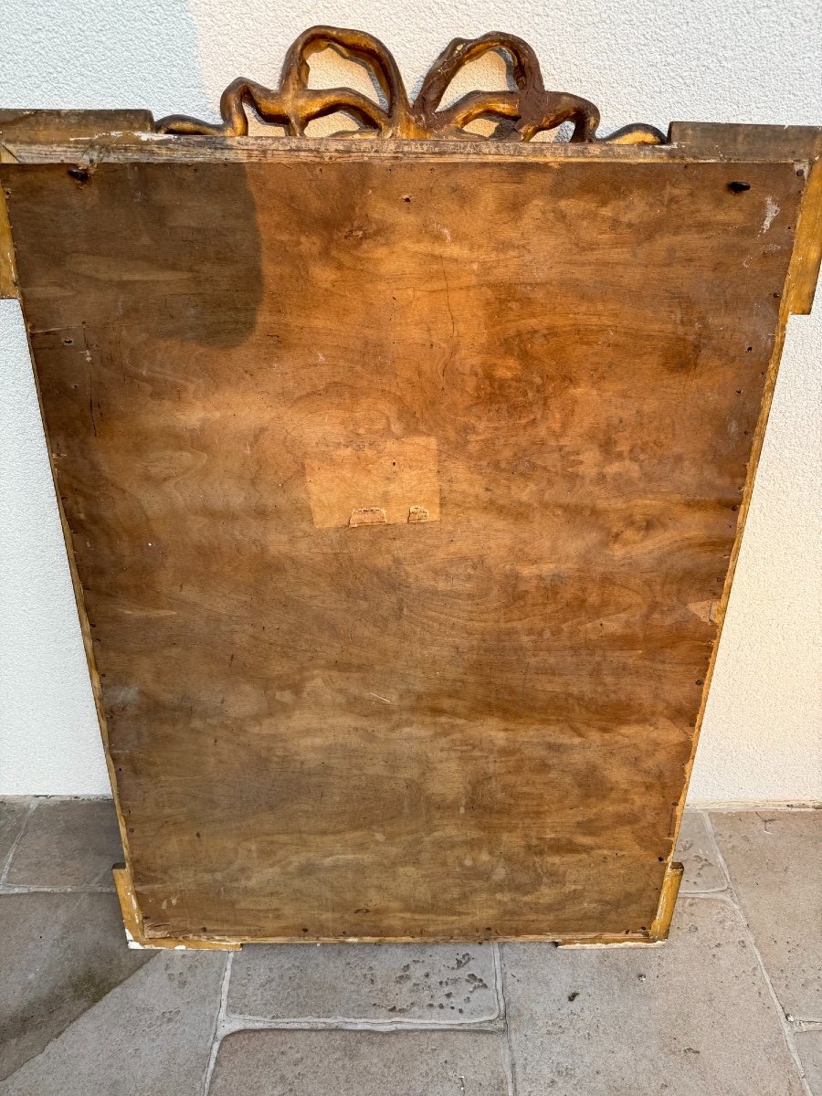 Old Louis XVI Style Golden Wood Mirror, XIX Eme Century Trumeau Fireplace-photo-6