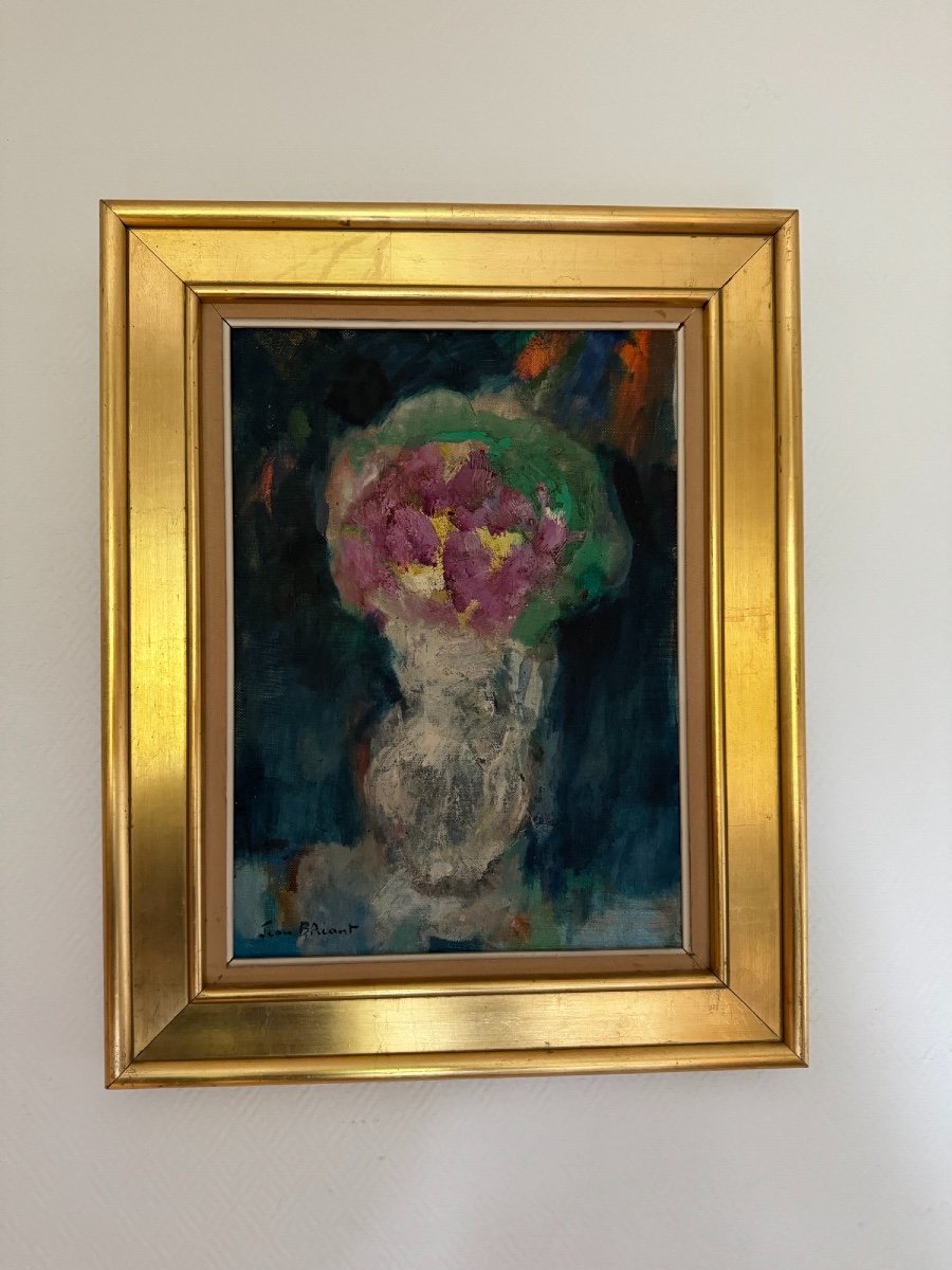 Old Hst Painting Oil On Canvas, Rouen School Signed Jean Bréant Still Life 20th-photo-1