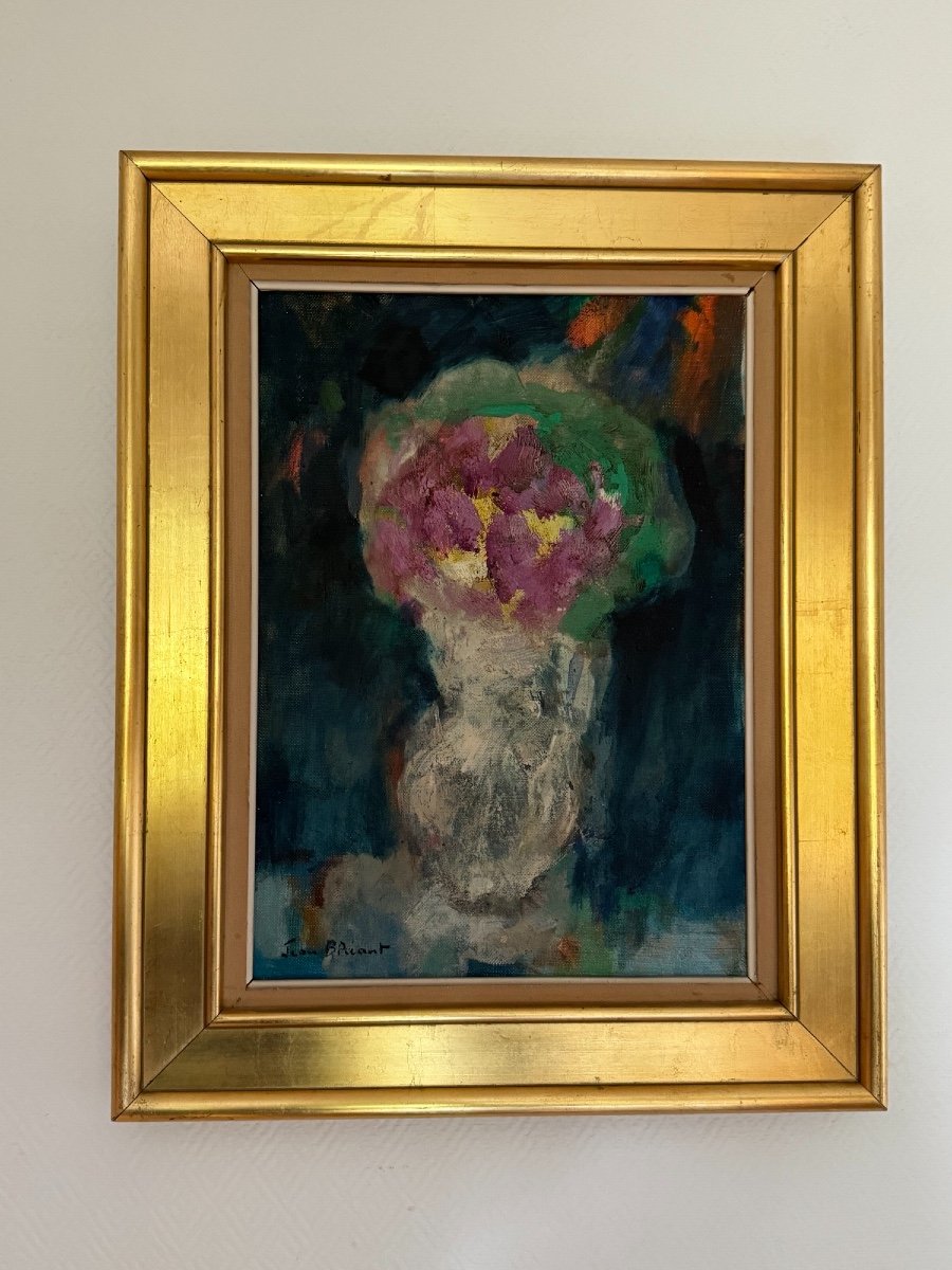 Old Hst Painting Oil On Canvas, Rouen School Signed Jean Bréant Still Life 20th-photo-2