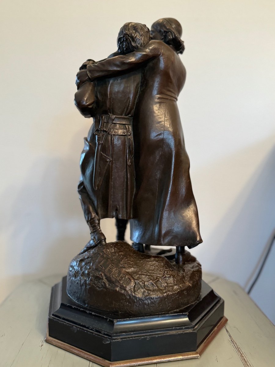 Old Bronze Sculpture Statue: God And Fatherland By L Pilet XIX Eme Century Militaria -photo-5