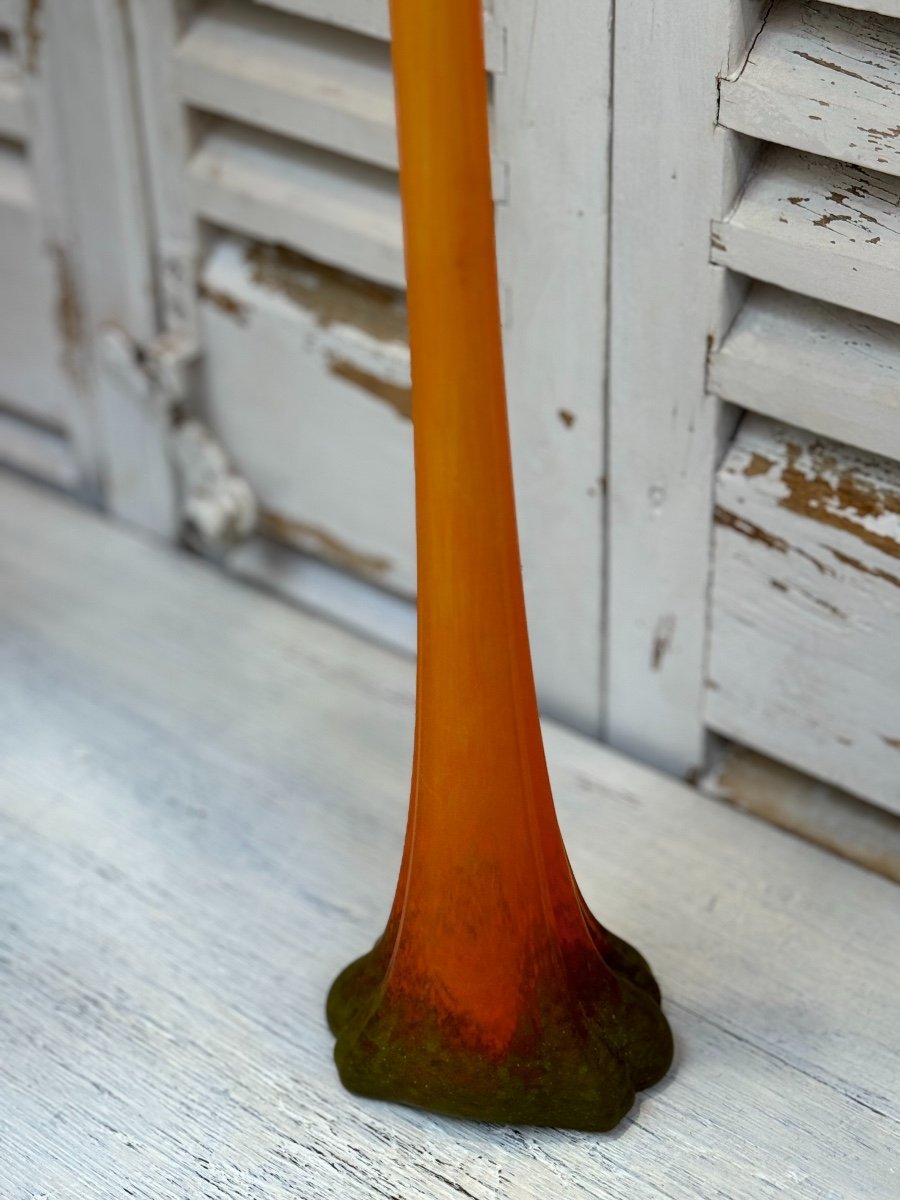 Ancien Vase En Pate De Verre Soliflore Par Daum Nancy Vers 1910 Pâte Art Deco Art Nouveau-photo-3