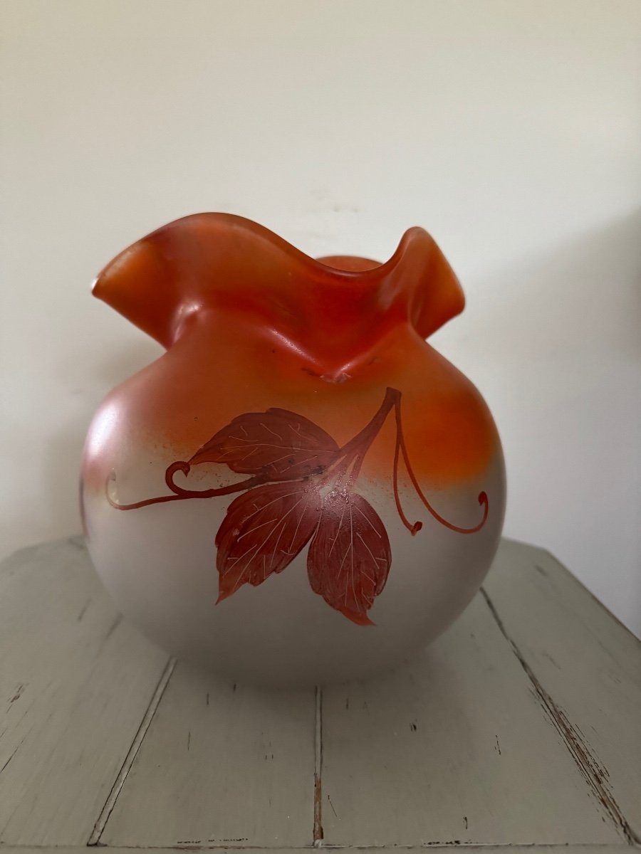 Ancien Vase Boule En Verre Par Legras Art Nouveau Vers 1910 1920  Signé-photo-6