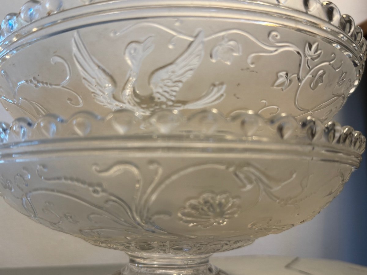 Pair Of Fruit Bowls Or Compote Bowls In Baccarat Model With Birds Of Paradise XX Eme Cup-photo-3