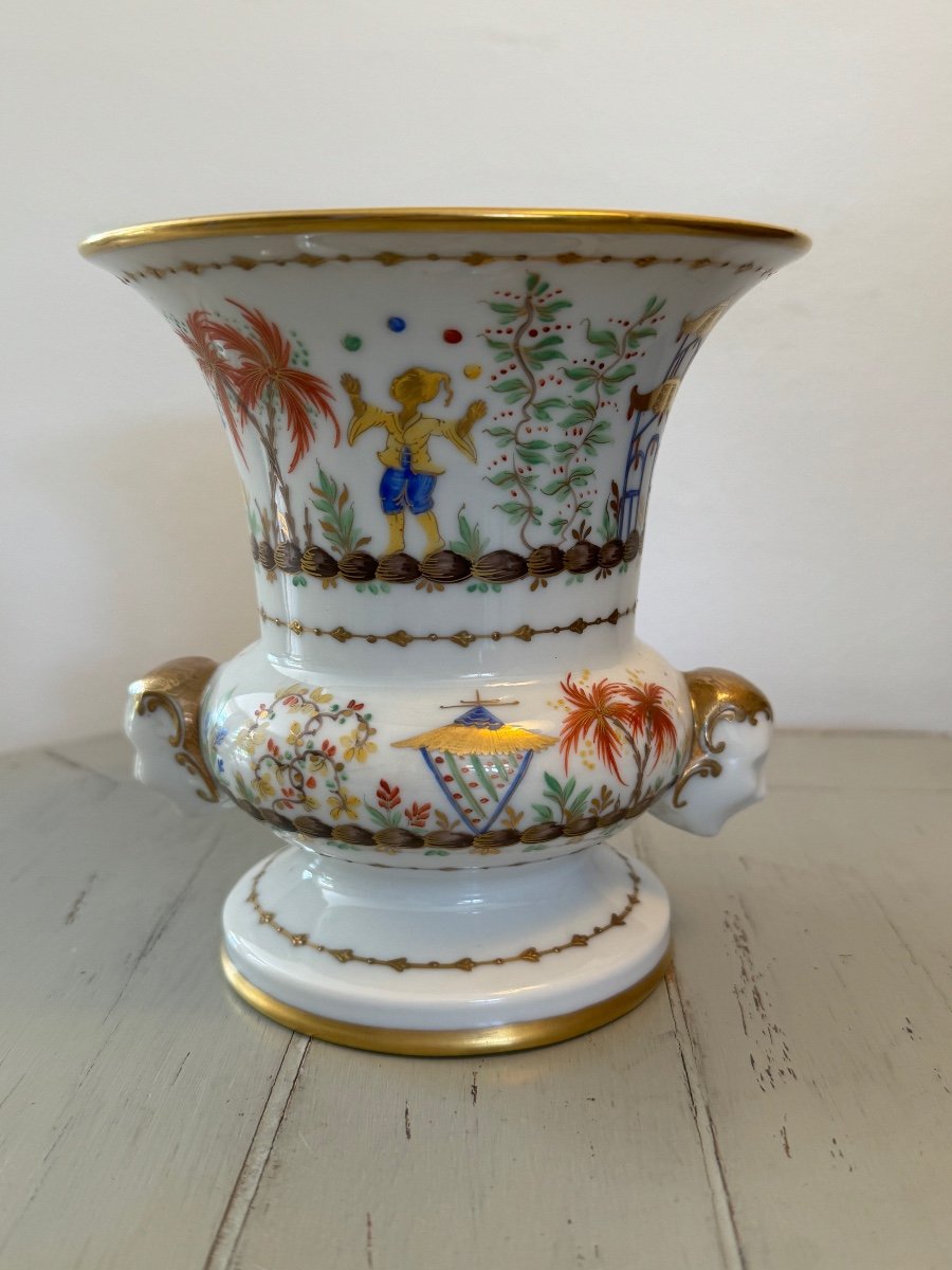 Ancien Vase En Porcelaine Décor Aux Chinois Par Le Tallec XX Eme Médicis Sèvres Paris -photo-3