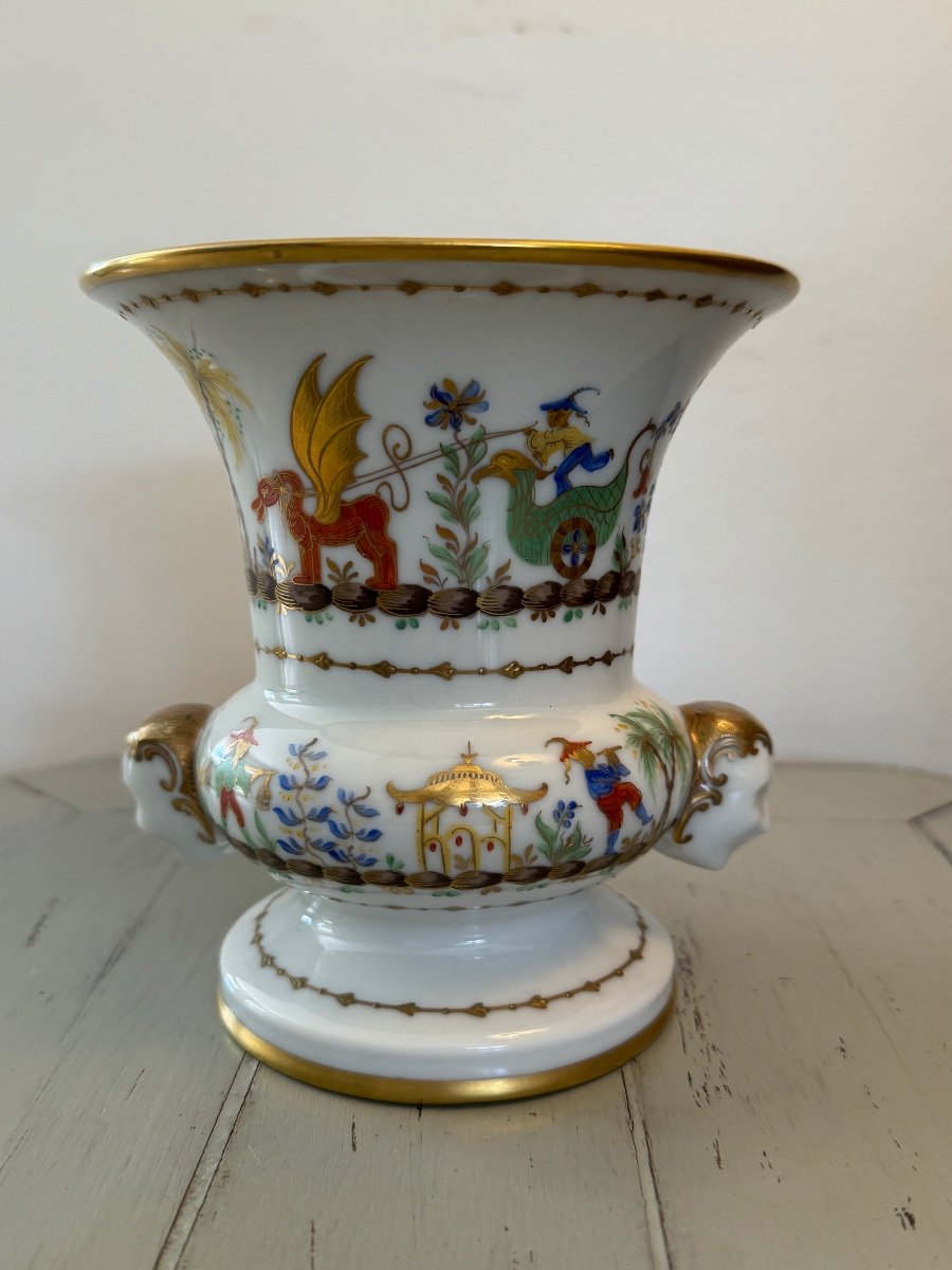 Ancien Vase En Porcelaine Décor Aux Chinois Par Le Tallec XX Eme Médicis Sèvres Paris -photo-1