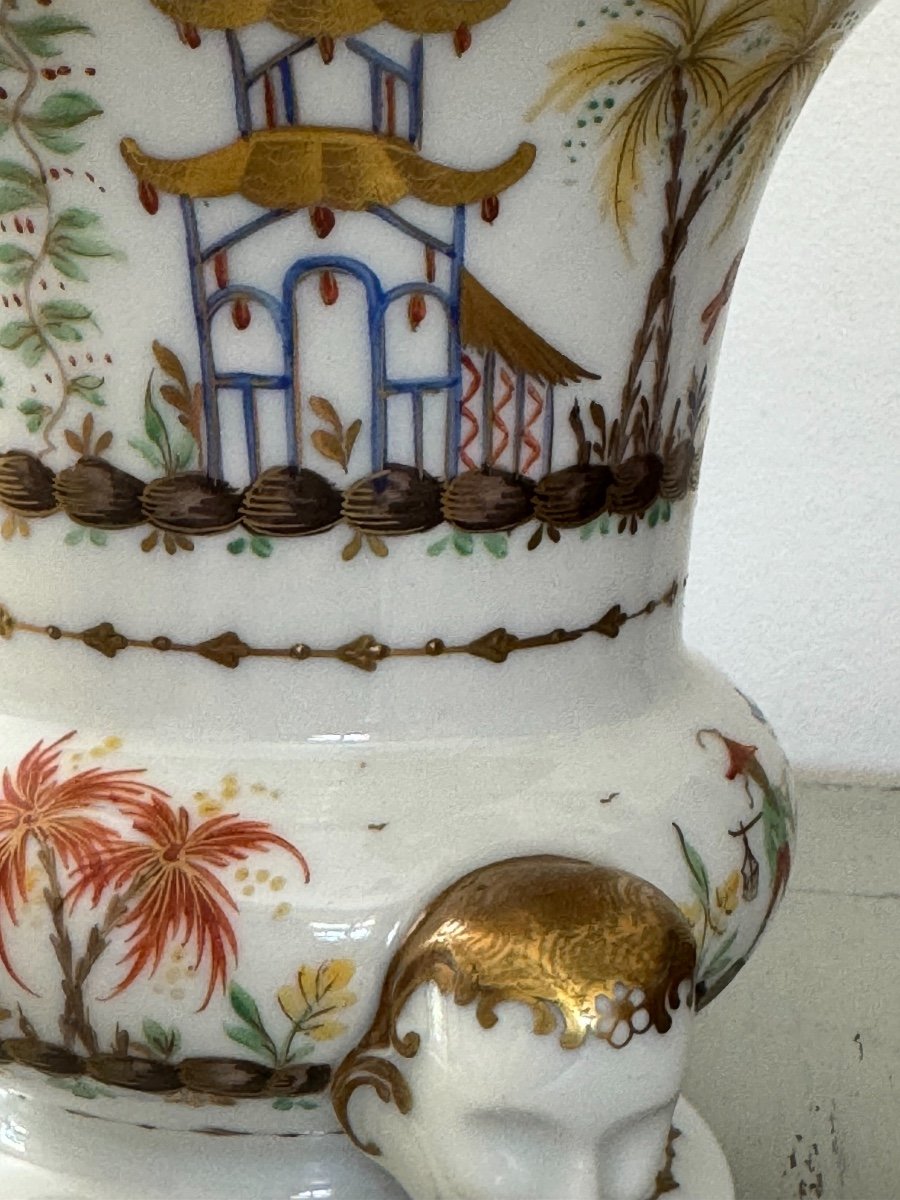 Ancien Vase En Porcelaine Décor Aux Chinois Par Le Tallec XX Eme Médicis Sèvres Paris -photo-4