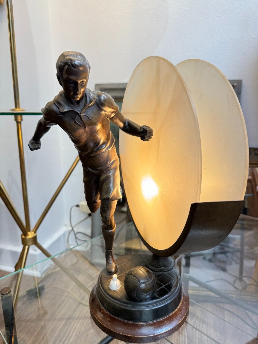 Antique Lamp In Art Deco Regulates With Football Motif Circa 1920 The Euro 2024 Lamp-photo-3