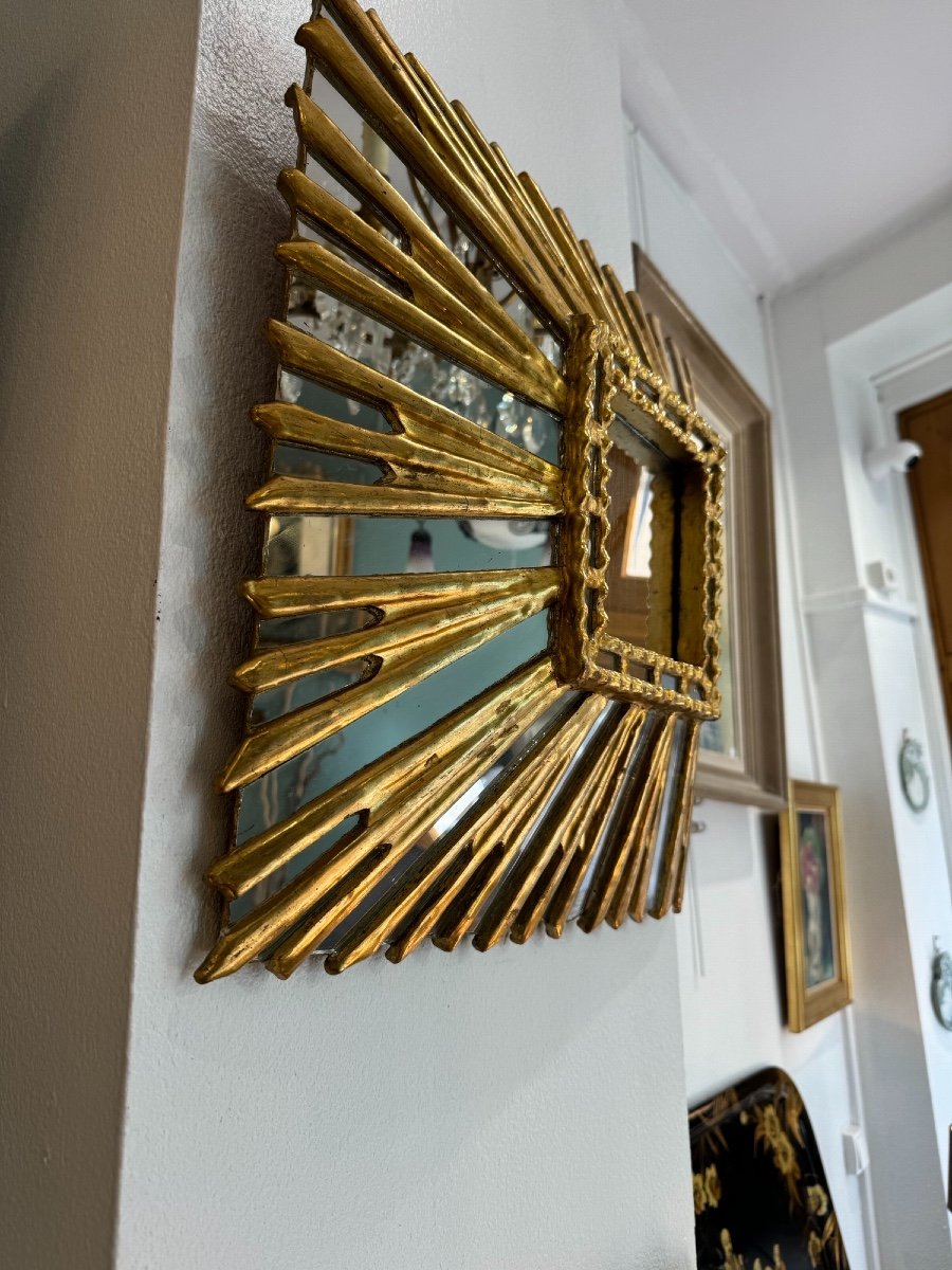 Old Pareclosed Mirror In The Taste Of Witch Sun Mirrors Circa 1920 Decoration-photo-2