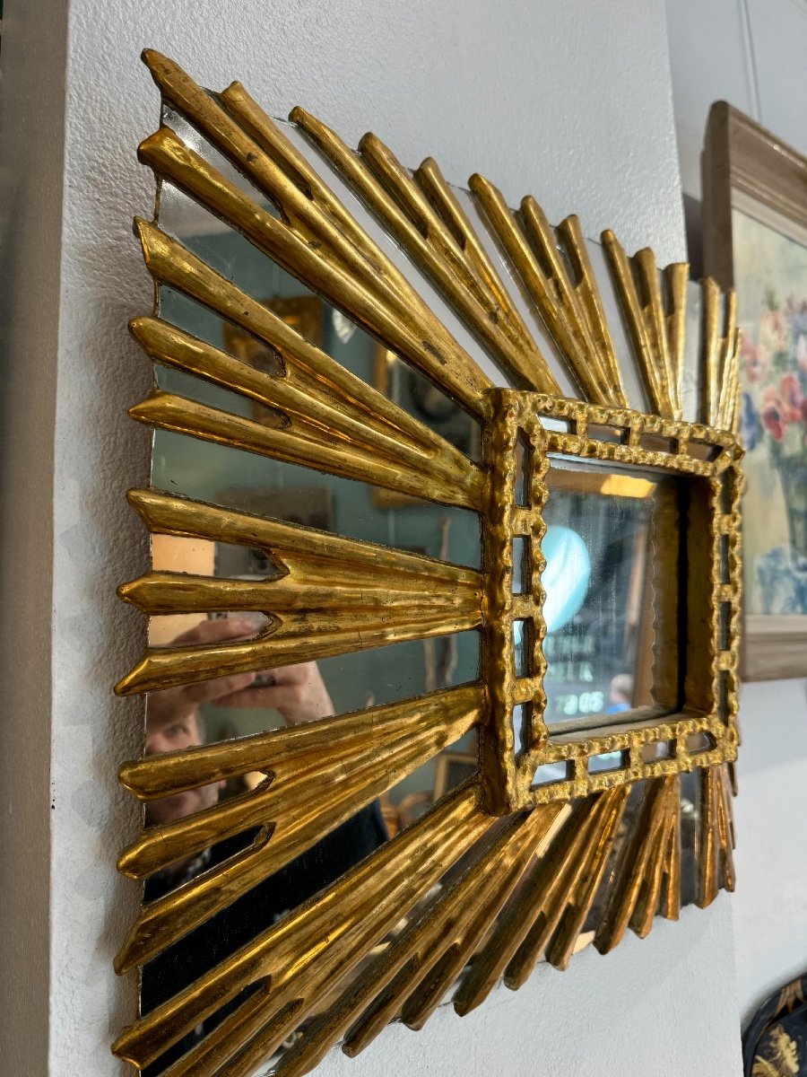 Old Pareclosed Mirror In The Taste Of Witch Sun Mirrors Circa 1920 Decoration-photo-3