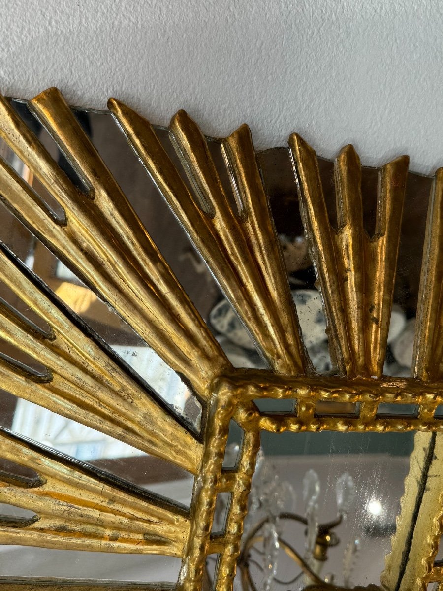 Old Pareclosed Mirror In The Taste Of Witch Sun Mirrors Circa 1920 Decoration-photo-3