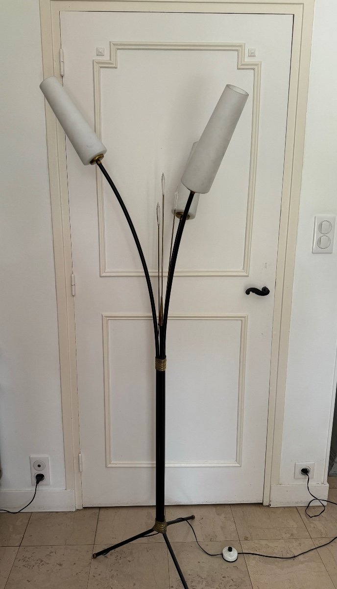Ancien Lampadaire Tripode Par La Maison Lunel Années 50/60 Vintage XX ème-photo-2
