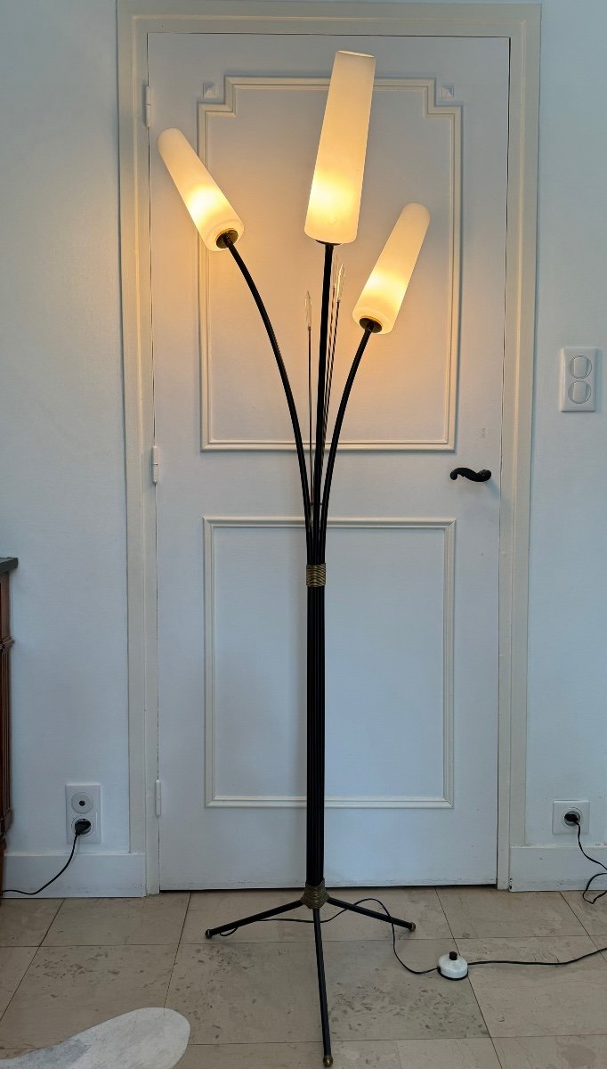 Ancien Lampadaire Tripode Par La Maison Lunel Années 50/60 Vintage XX ème-photo-2