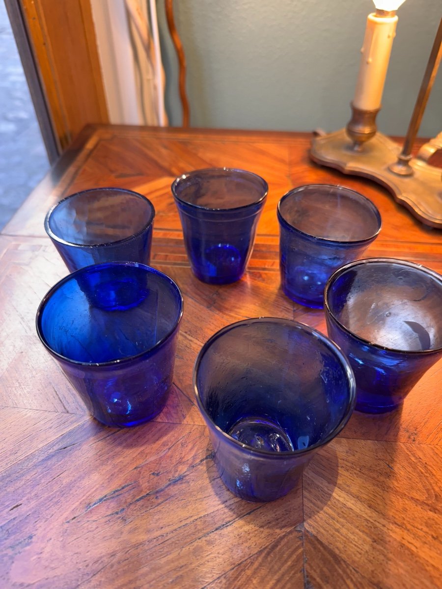 Set Of 6 Cobalt Blue Glass Tealight Holders, 19th Century Lyon Festival Of Lights, Antique-photo-4