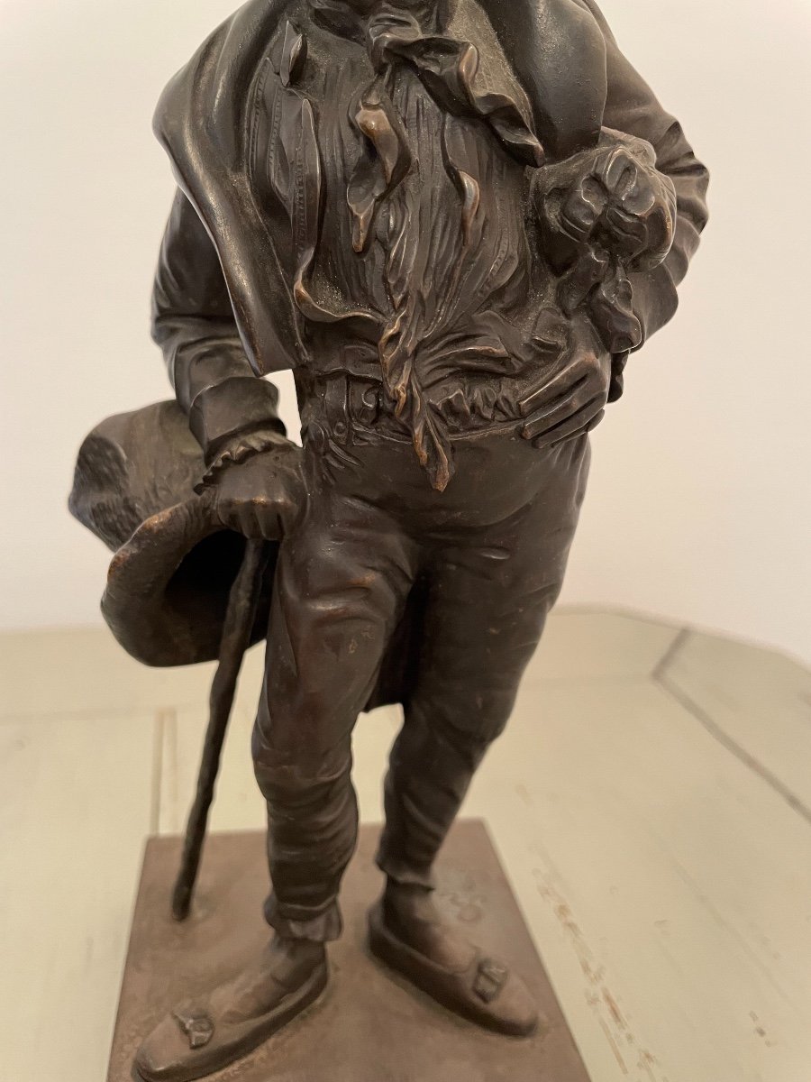 Antique Bronze Statue Representing Robert Macaire, Early 20th Century Signed Gremeret-photo-4