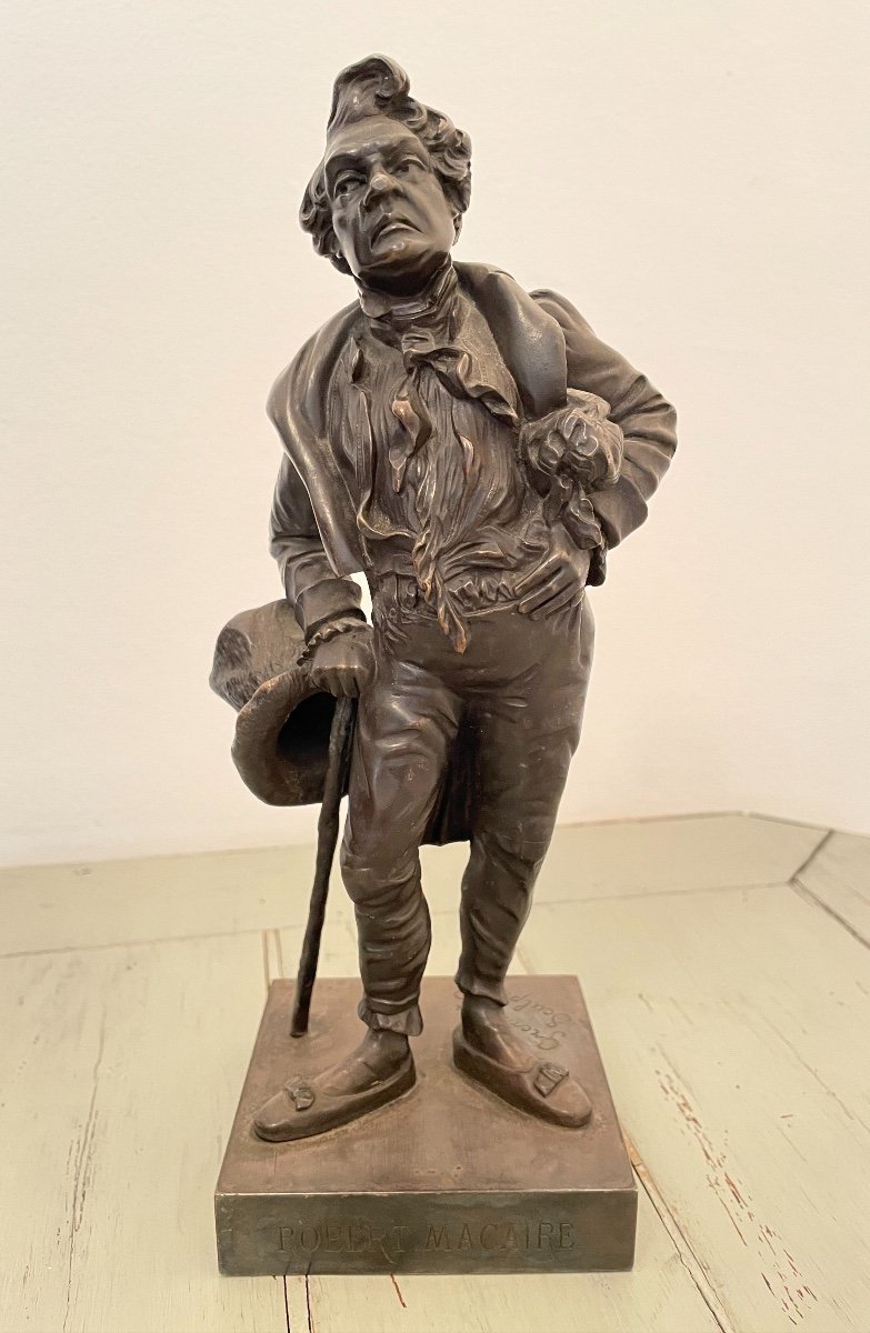 Antique Bronze Statue Representing Robert Macaire, Early 20th Century Signed Gremeret