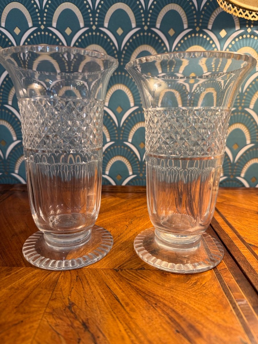 Paire De Vases En Cristal De Sévres Style Louis XVI Début XX Eme Vase Ancien 