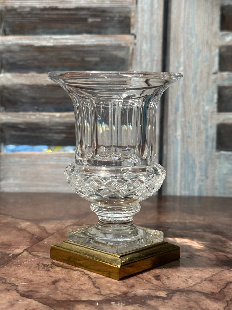 Adorable Petit Vase Médicis Par Cristal&bronze Paris Vers 1940 Medicis Vitrine Collection -photo-3