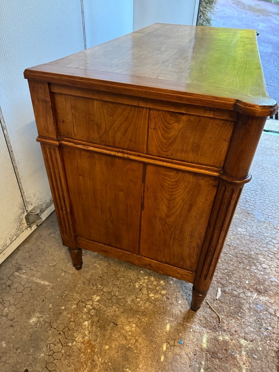 Ancienne Commode XVIII Eme Siècle d' Epoque Louis XVI En Noyer Blond-photo-2