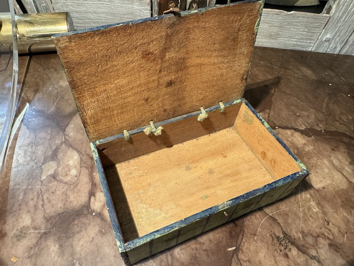 Ancien Petite Boite Coffret Normand Bois Peint Début XIX Eme Siècle-photo-2