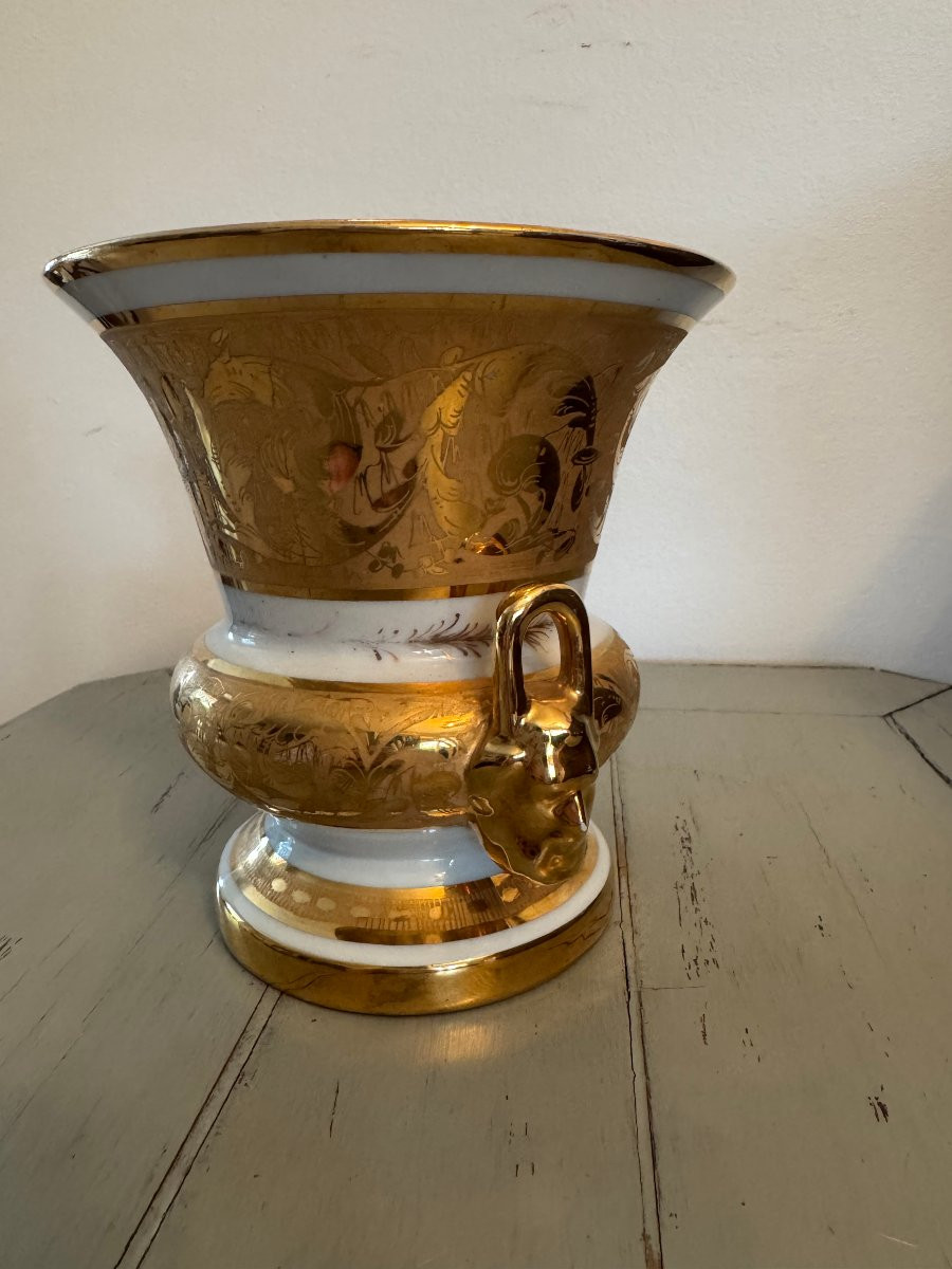 Antique Medici Vase With Floral Decor In Porcelain By Le Tallec Medicis-photo-4