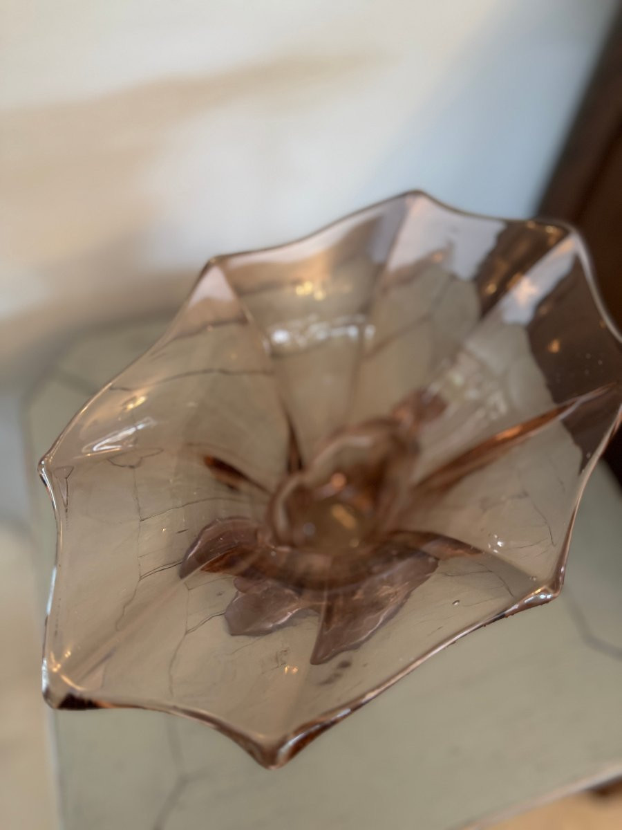 Antique Art Deco Windsor Vase By Walther & Söhne Circa 1930 Art Deco Molded Pressed Glass-photo-4