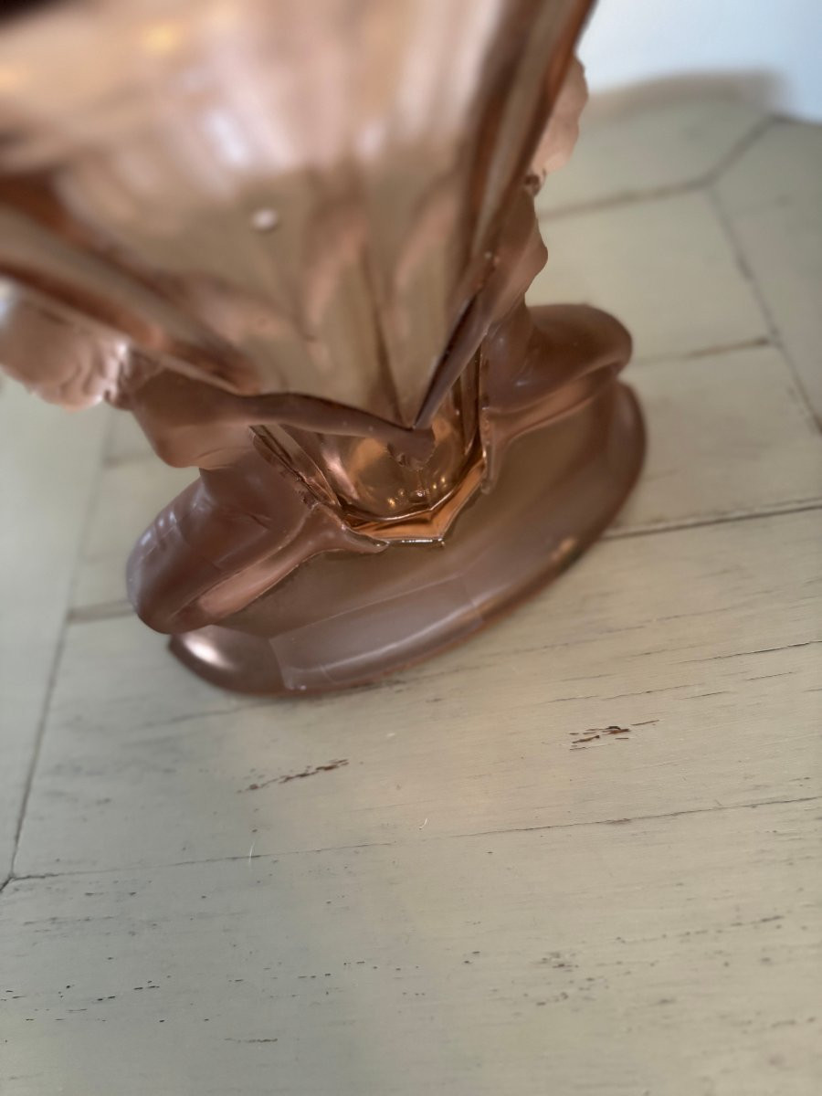 Antique Art Deco Windsor Vase By Walther & Söhne Circa 1930 Art Deco Molded Pressed Glass-photo-5