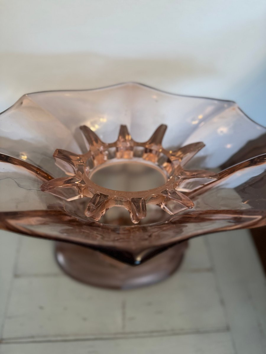 Antique Art Deco Windsor Vase By Walther & Söhne Circa 1930 Art Deco Molded Pressed Glass-photo-7