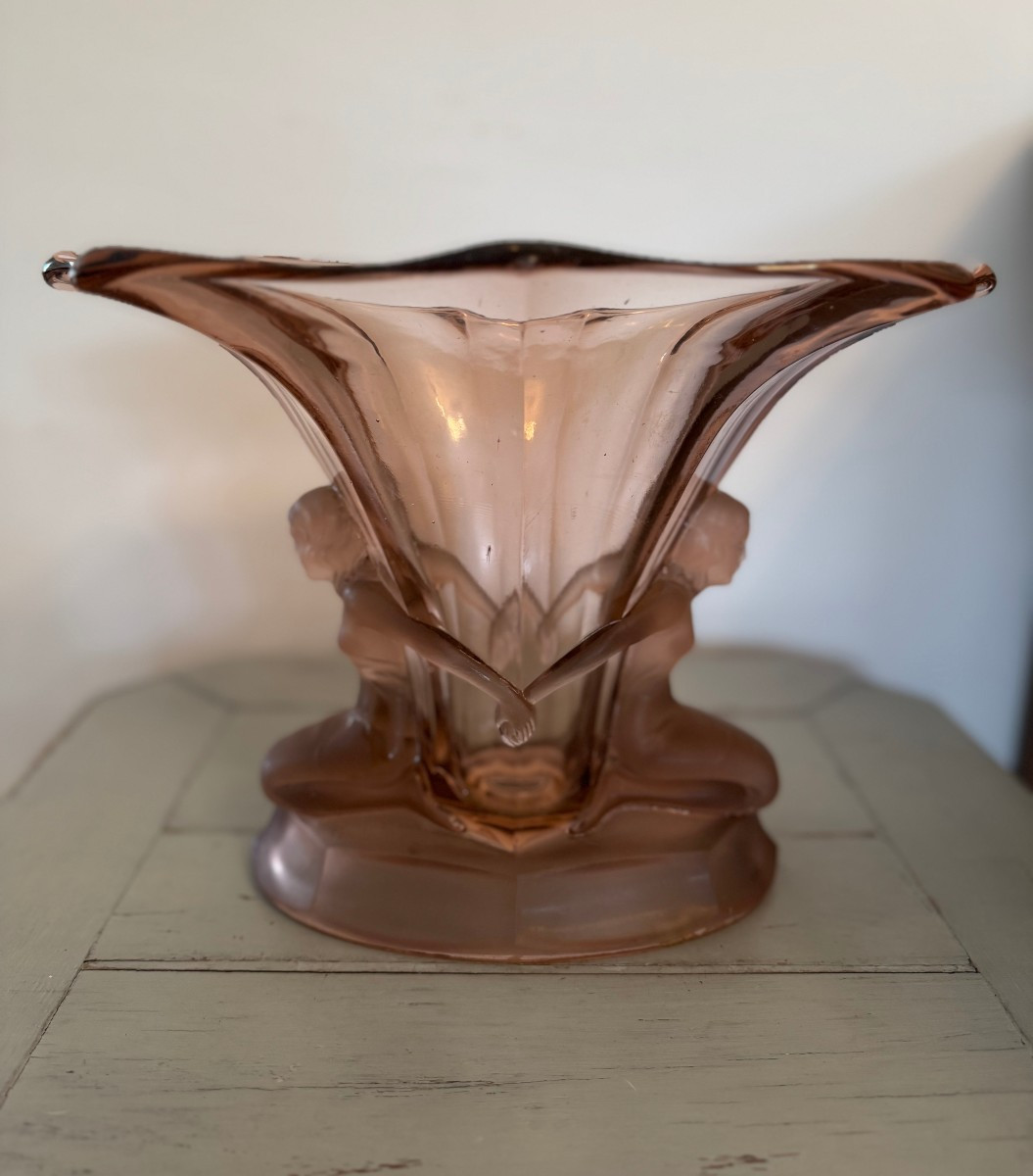 Antique Art Deco Windsor Vase By Walther & Söhne Circa 1930 Art Deco Molded Pressed Glass