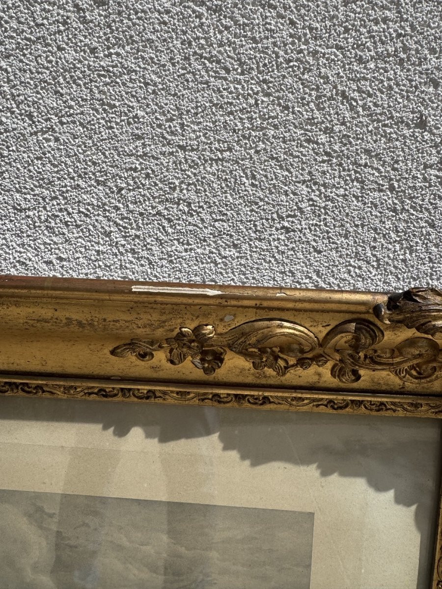 Ancien Et Tres Grand Cadre En Bois Doré Et Stuc Napoleon III Epo XIX Eme siecle-photo-6