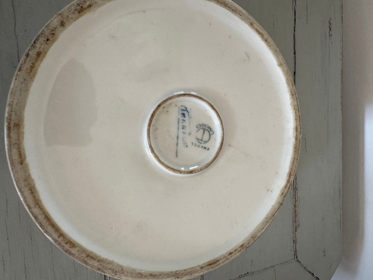 Ancienne Bonbonnière En Porcelaine De Limoges Par Tharaud XXeme Siècle Art Deco-photo-7
