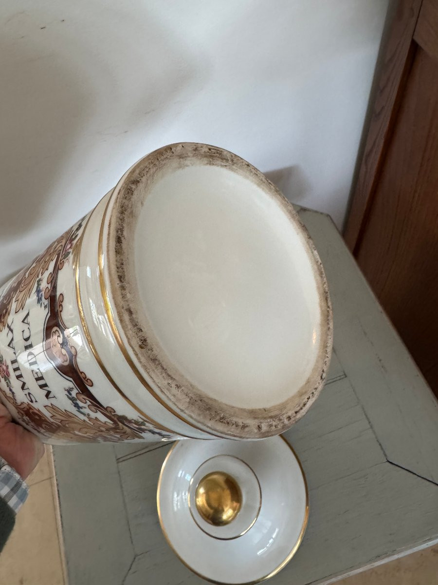 Ancien Et Grand Pot à Pharmacie En Porcelaine Vers 1920-photo-3