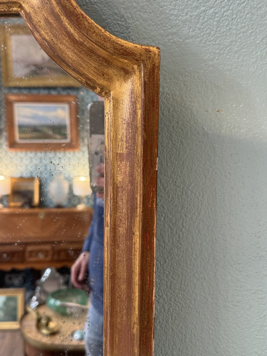 Antique Gilded Wooden Mirror In The Shape Of An Arch, Late 19th Century-photo-3