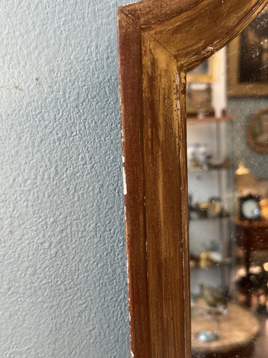 Antique Gilded Wooden Mirror In The Shape Of An Arch, Late 19th Century-photo-3