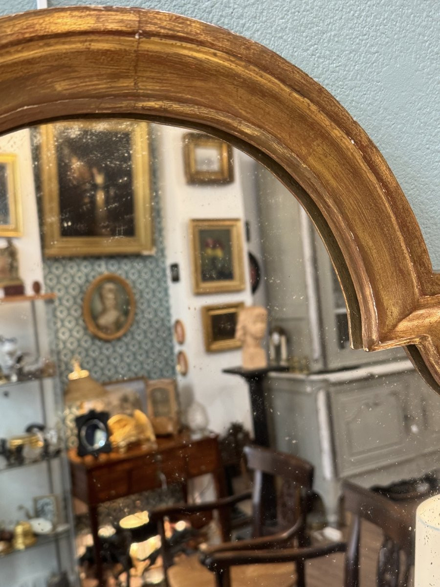 Antique Gilded Wooden Mirror In The Shape Of An Arch, Late 19th Century-photo-6
