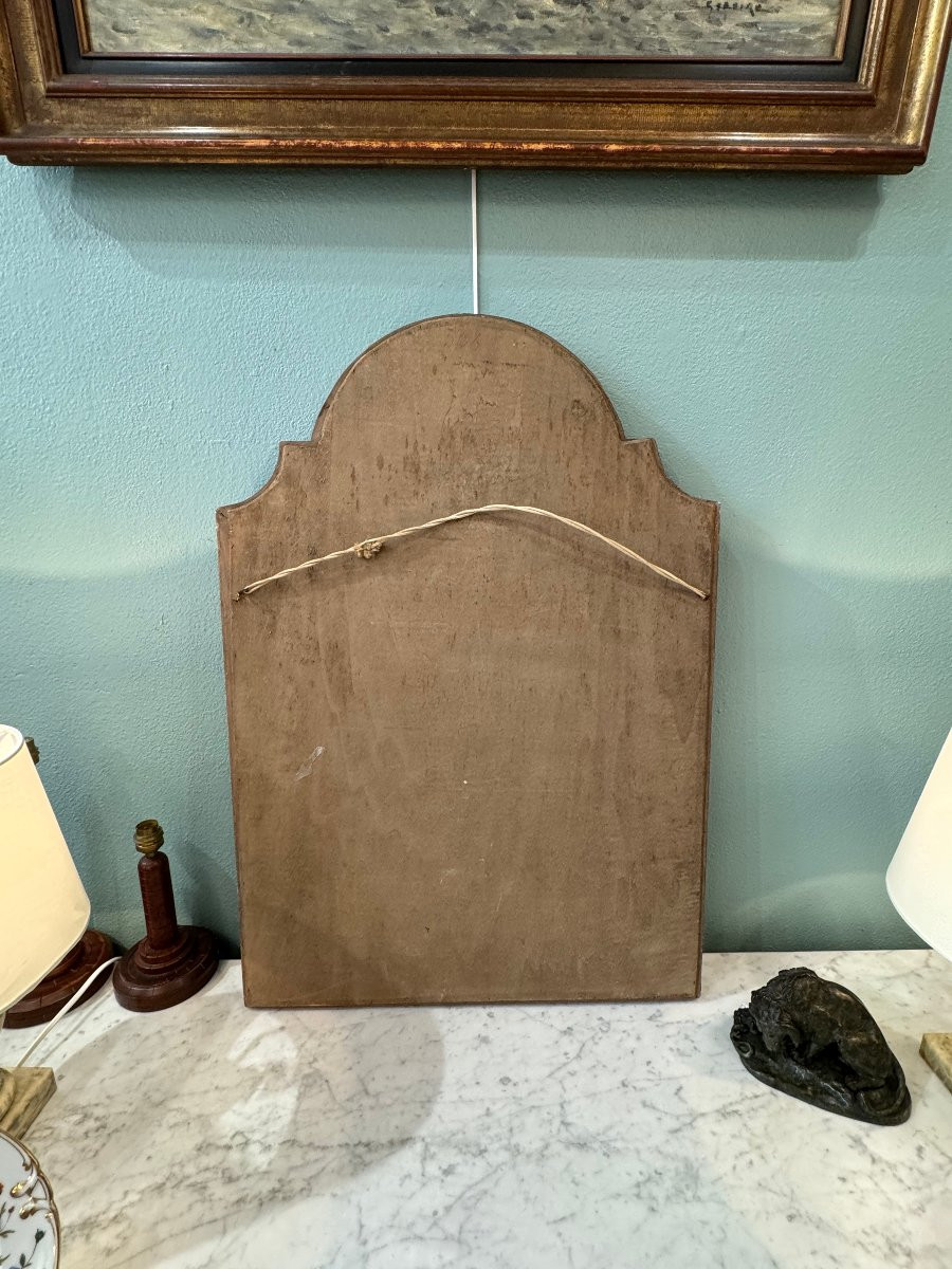 Antique Gilded Wooden Mirror In The Shape Of An Arch, Late 19th Century-photo-8