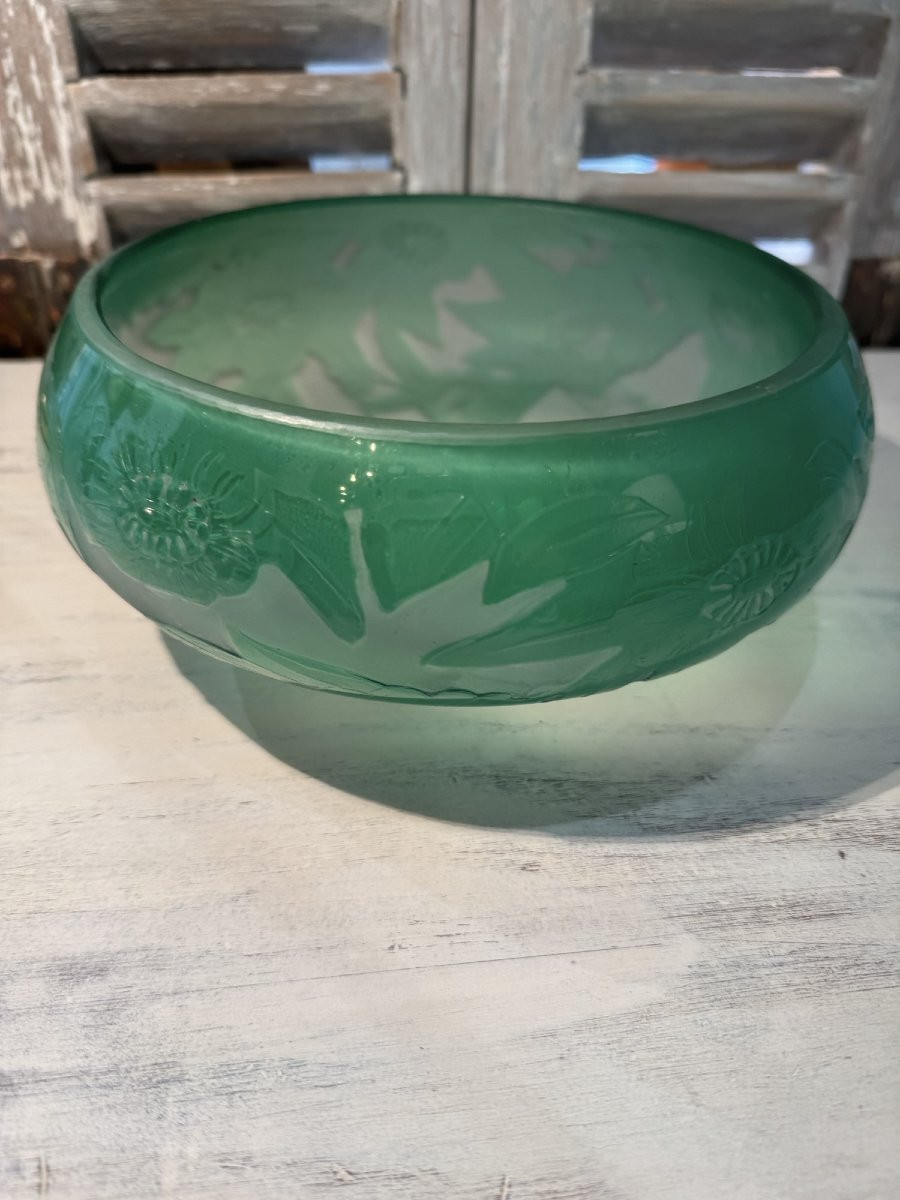 Ancienne Coupe Art Déco En Verre Multicouche Larflor 1930 Era Daum Galle Ecole De Nancy vase -photo-3