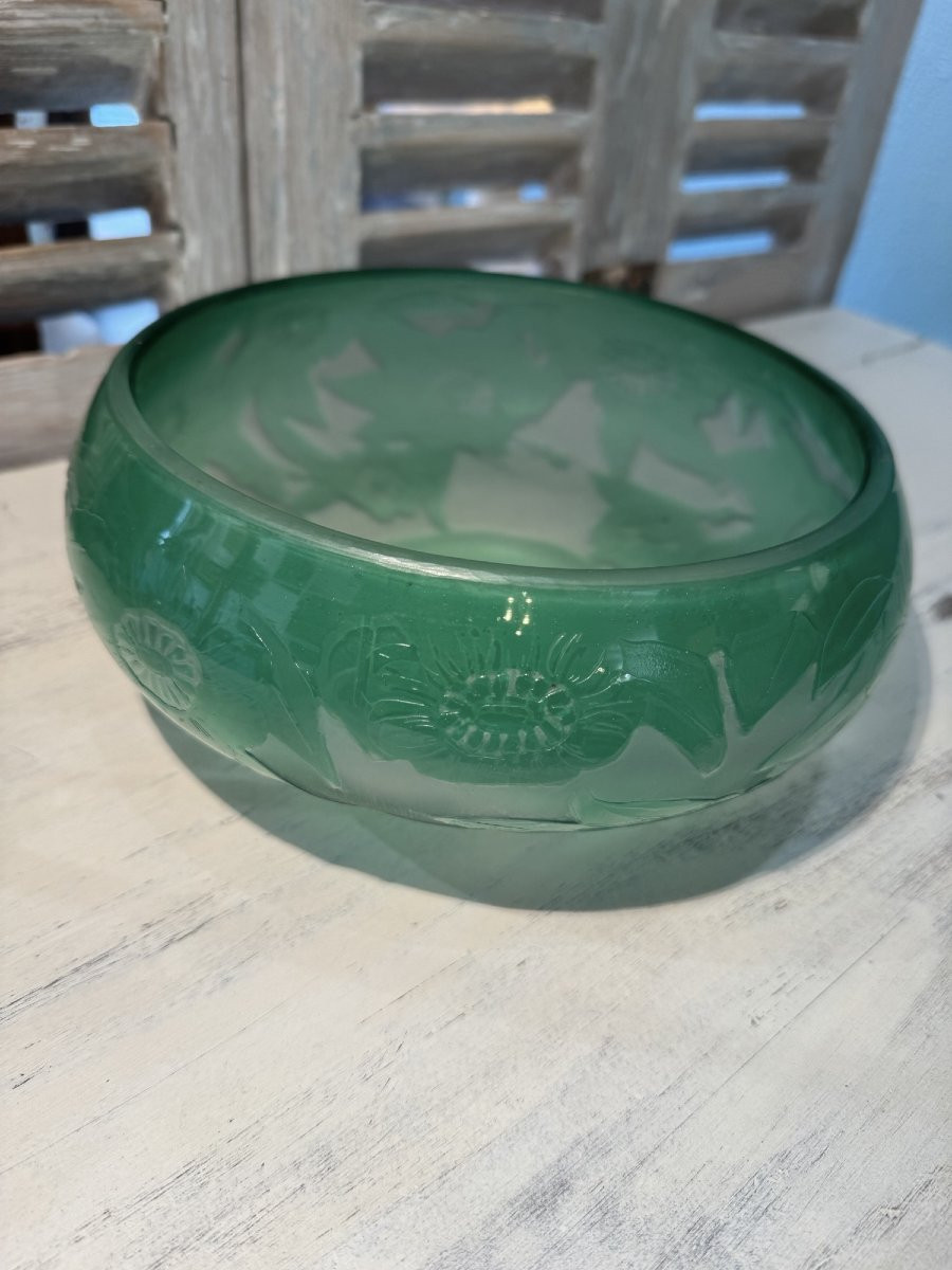 Ancienne Coupe Art Déco En Verre Multicouche Larflor 1930 Era Daum Galle Ecole De Nancy vase -photo-1