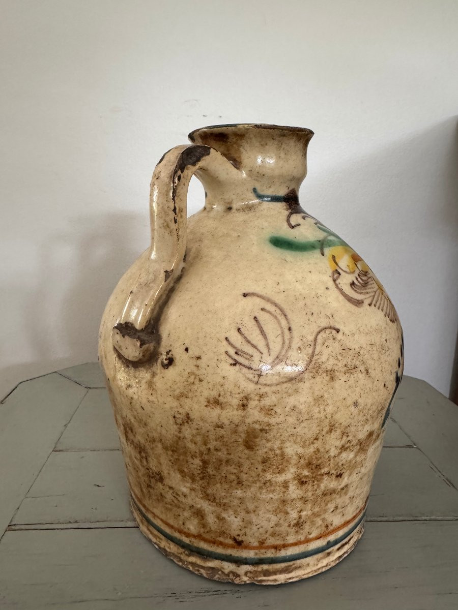 Ancienne Cruche , Pot Poterie En Faïence Espagnole Art Populaire Fin XVIII Eme Siécle Tolede -photo-4