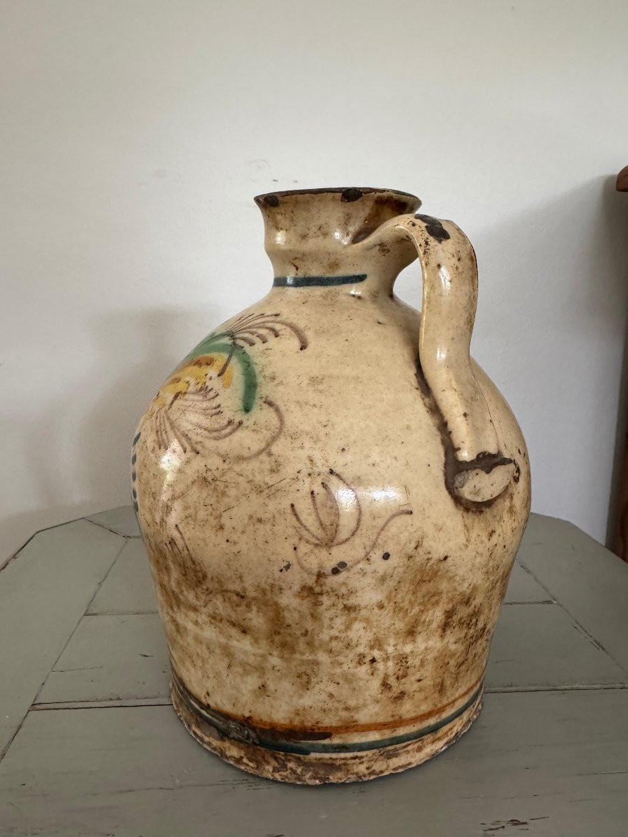 Ancienne Cruche , Pot Poterie En Faïence Espagnole Art Populaire Fin XVIII Eme Siécle Tolede -photo-5