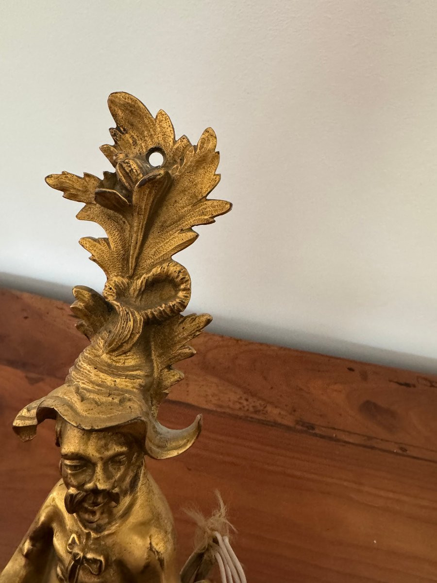 Antique And Rare Pair Of Gilt Bronze Wall Lights Called Chinese, 19th Century -photo-4