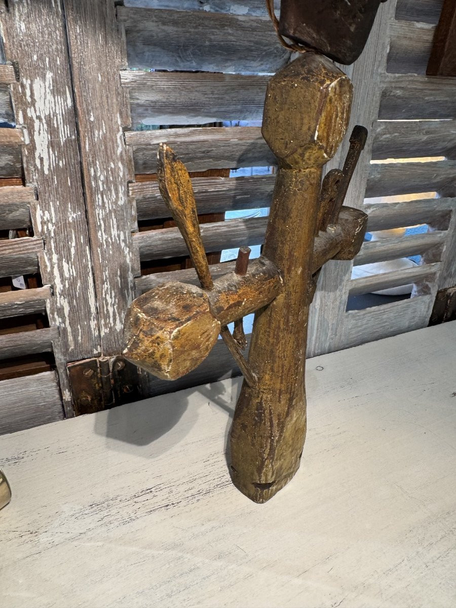 Art Populaire, Ancienne Croix De Marinier En Bois Polychrome XVIII Eme Siècle Rare -photo-1
